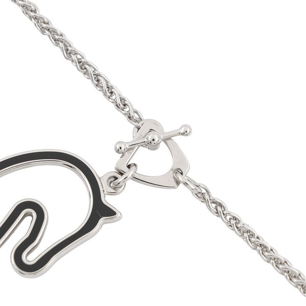 エルメス ネックレス トネール スモール ブラック/シルバー金具 HERMES アクセサリー 黒