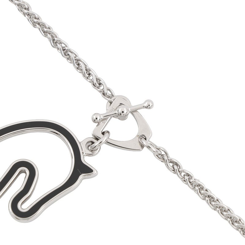 エルメス ネックレス トネール スモール ブラック/シルバー金具 HERMES アクセサリー 黒