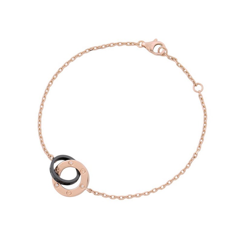 カルティエ ブレスレット LOVE ダイヤモンド 3P K18PGピンクゴールド/ブラックセラミック Cartier ラブサークル チェーン