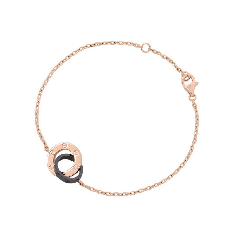 カルティエ ブレスレット LOVE ダイヤモンド 3P K18PGピンクゴールド/ブラックセラミック Cartier ラブサークル チェーン