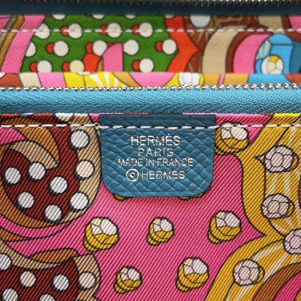 エルメス 長財布 アザップロング シルクイン ニューブルージーン/シルバー金具 ヴォーエプソン B刻印