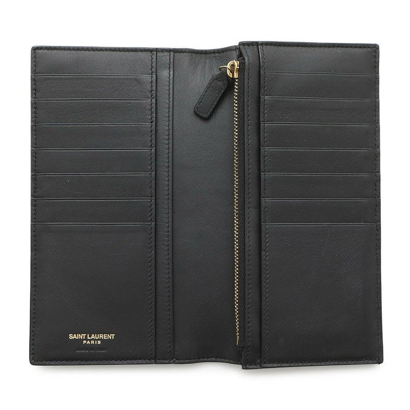 サンローランパリ 長財布 タイニーカサンドラ コンチネンタルウォレット クロコ型押しレザー 607746 黒