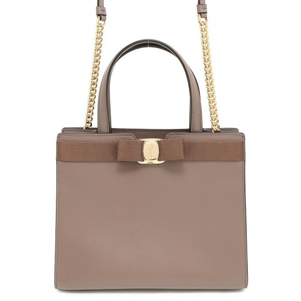 フェラガモ ハンドバッグ ヴァラ トップハンドル スプリットカーフレザー 21I290 Ferragamo 2way ブラウン