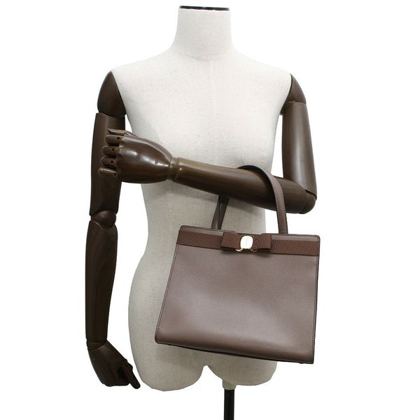 フェラガモ ハンドバッグ ヴァラ トップハンドル スプリットカーフレザー 21I290 Ferragamo 2way ブラウン