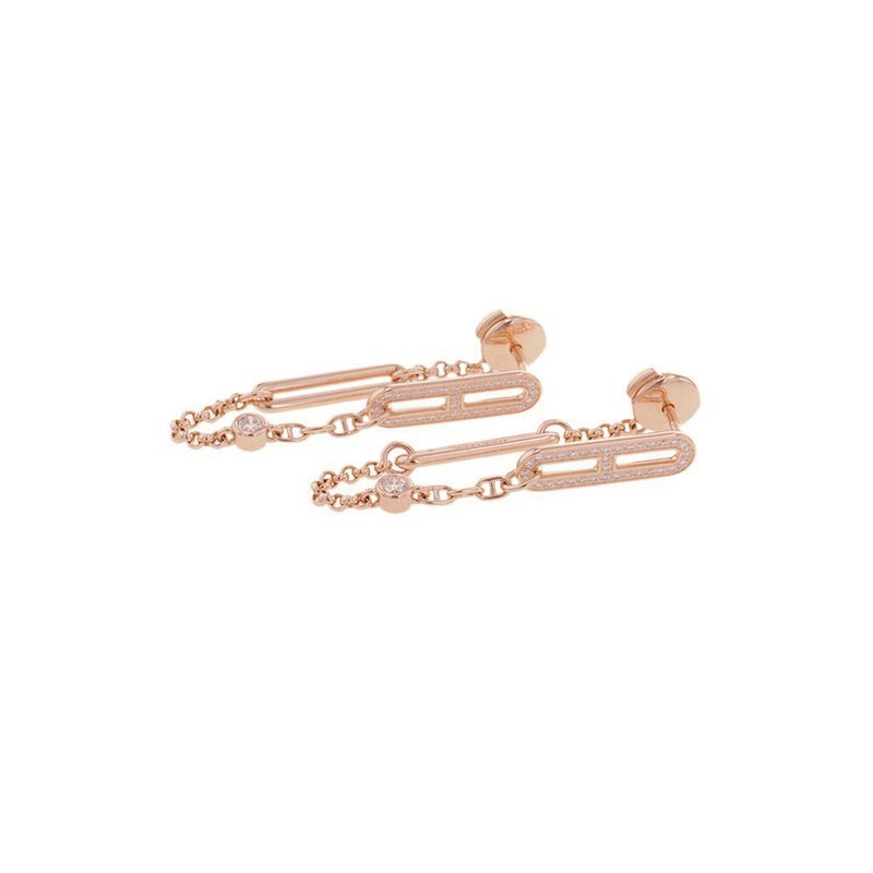 エルメス ピアス シェーヌ・ダンクル・カオス ダイヤモンド 70P 計0.5ct K18PGピンクゴールド HERMES