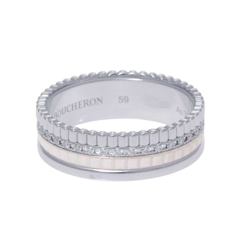 ブシュロン リング キャトル ダブルホワイト ダイヤ 33P 計0.26ct K18WG/ホワイトセラミック サイズ59 JRG03277 指輪