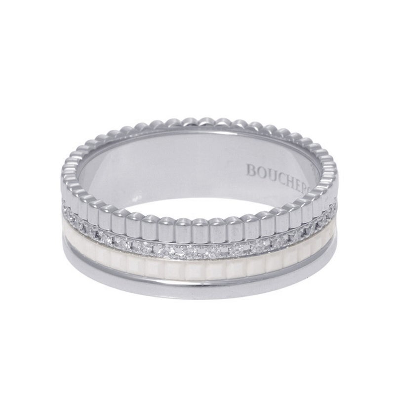 ブシュロン リング キャトル ダブルホワイト ダイヤ 33P 計0.26ct K18WG/ホワイトセラミック サイズ59 JRG03277 指輪