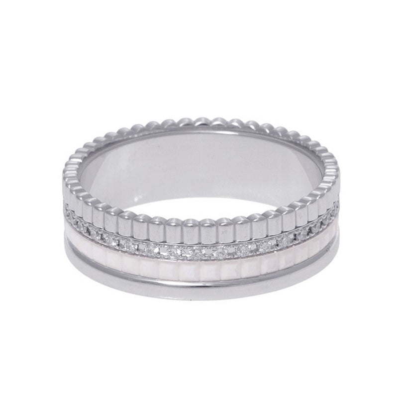 ブシュロン リング キャトル ダブルホワイト ダイヤ 33P 計0.26ct K18WG/ホワイトセラミック サイズ59 JRG03277 指輪