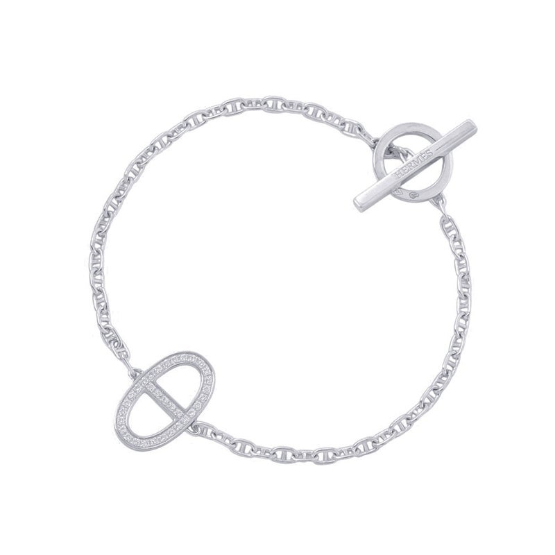 エルメス ブレスレット シェーヌダンクル コントゥール ダイヤ 33P 計0.16ct K18WGホワイトゴールド サイズSH HERMES