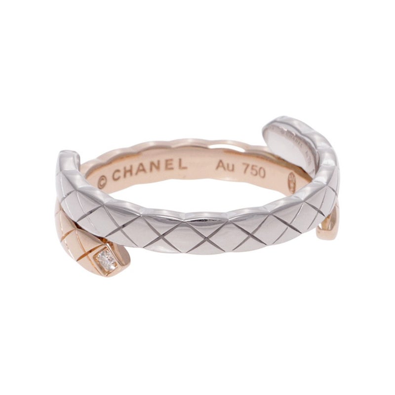 シャネル リング ココクラッシュ コレクション スモール ダイヤ 2P 計約0.03ct K18PG/K18WG サイズ55 J11971 指輪