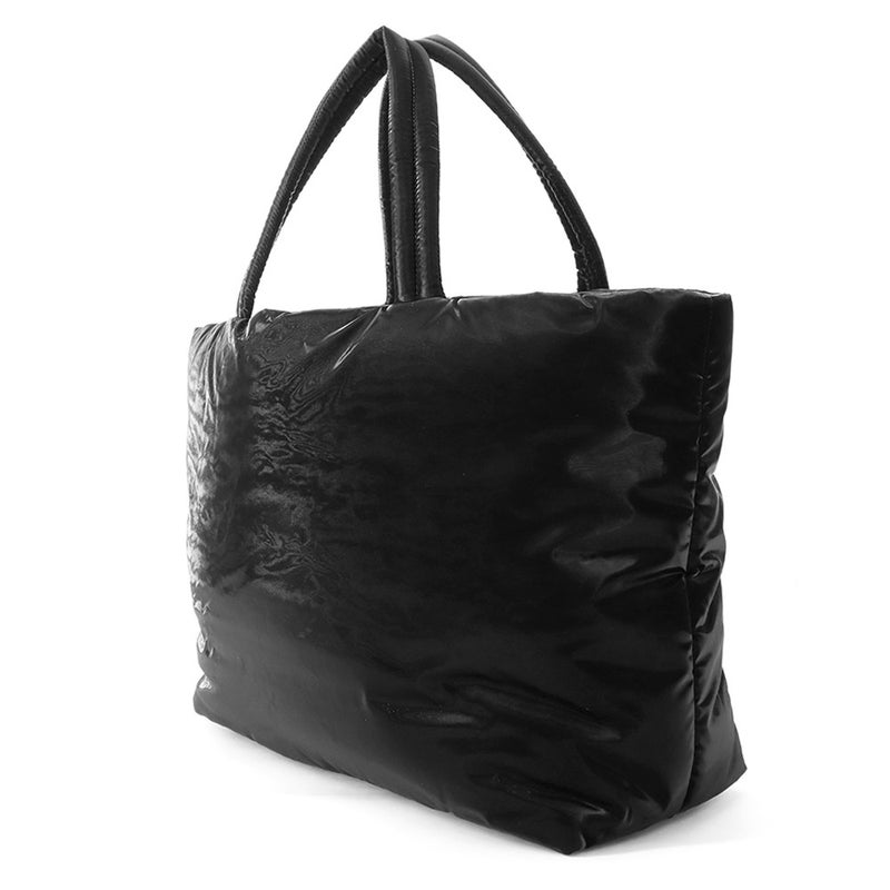 サンローランパリ トートバッグ ロゴ ワイドパファー シルクテックキャンバス 756269 SAINT LAURENT PARIS 黒
