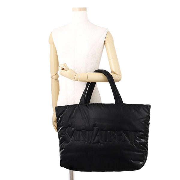サンローランパリ トートバッグ ロゴ ワイドパファー シルクテックキャンバス 756269 SAINT LAURENT PARIS 黒