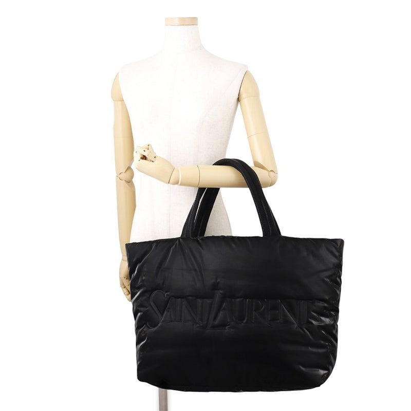 サンローランパリ トートバッグ ロゴ ワイドパファー シルクテックキャンバス 756269 SAINT LAURENT PARIS 黒