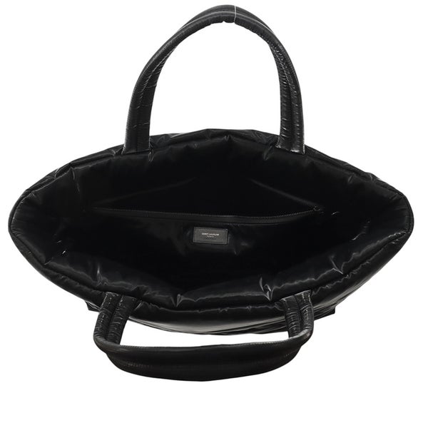 サンローランパリ トートバッグ ロゴ ワイドパファー シルクテックキャンバス 756269 SAINT LAURENT PARIS 黒