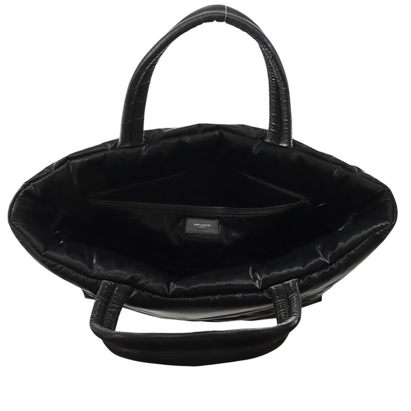 サンローランパリ トートバッグ ロゴ ワイドパファー シルクテックキャンバス 756269 SAINT LAURENT PARIS 黒