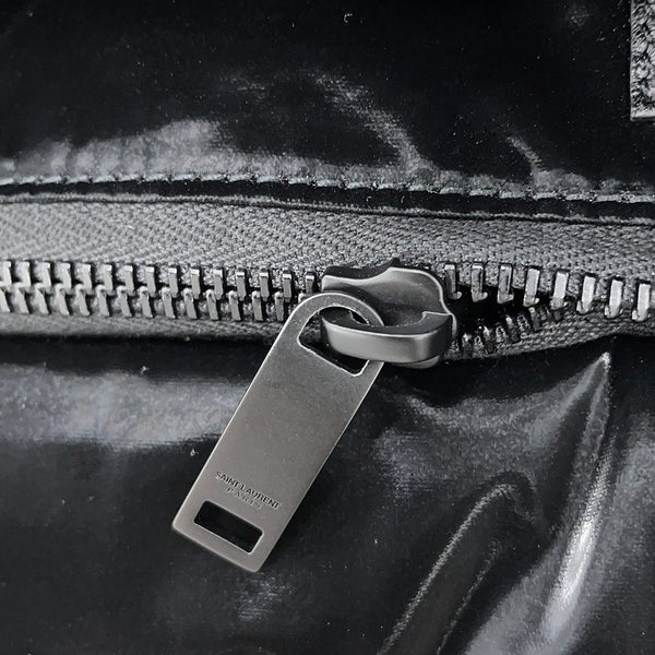 サンローランパリ トートバッグ ロゴ ワイドパファー シルクテックキャンバス 756269 SAINT LAURENT PARIS 黒