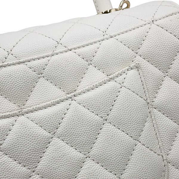 シャネル ハンドバッグ マトラッセ ココマーク ココハンドル キャビアスキン A92991 CHANEL 2way 白