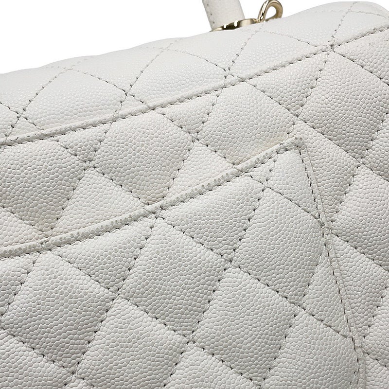 シャネル ハンドバッグ マトラッセ ココマーク ココハンドル キャビアスキン A92991 CHANEL 2way 白
