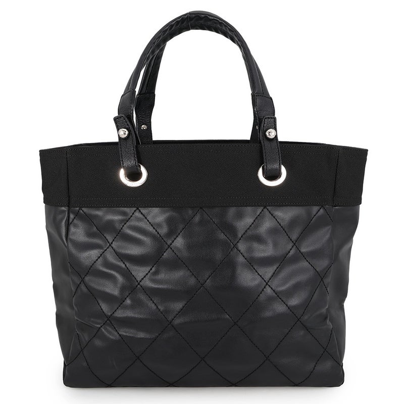 シャネル トートバッグ マトラッセ パリビアリッツトートMM ミディアム レザー キャンバス A34209 CHANEL 黒