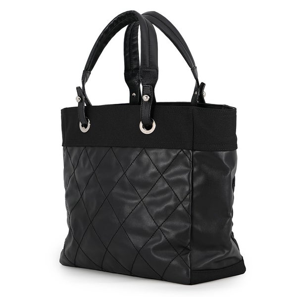 シャネル トートバッグ マトラッセ パリビアリッツトートMM ミディアム レザー キャンバス A34209 CHANEL 黒