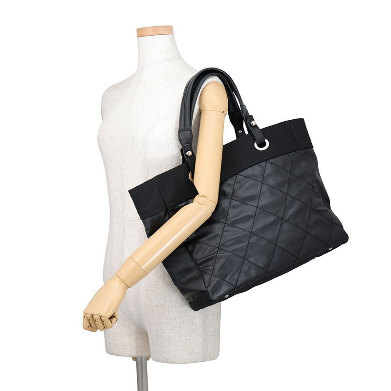 シャネル トートバッグ マトラッセ パリビアリッツトートMM ミディアム レザー キャンバス A34209 CHANEL 黒