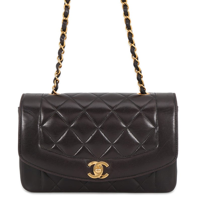 シャネル チェーンショルダーバッグ ダイアナ マトラッセ ココマーク シングルチェーン ラムスキン A01164 CHANEL 黒