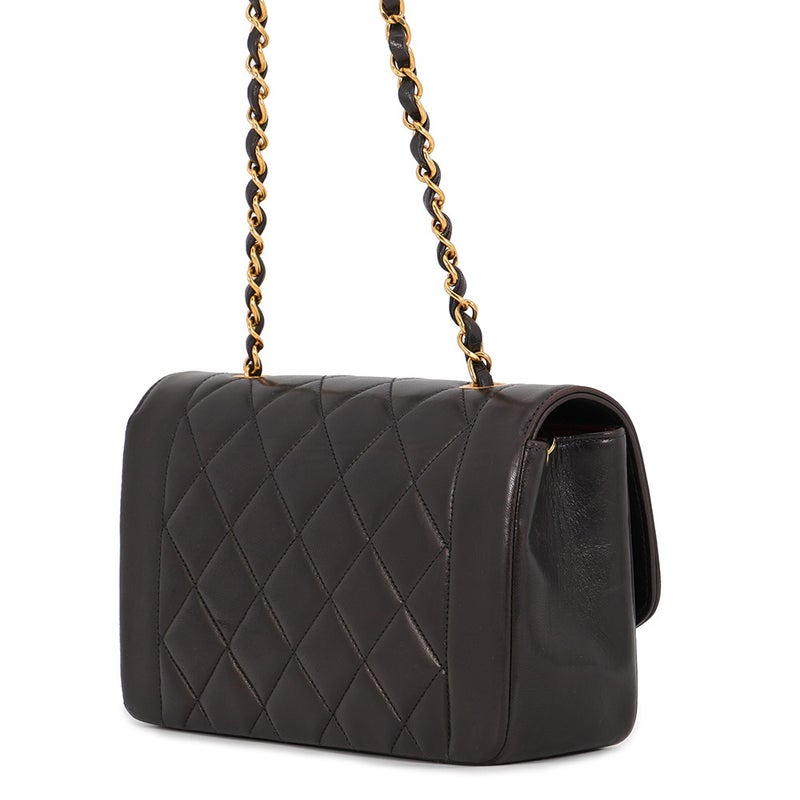 シャネル チェーンショルダーバッグ ダイアナ マトラッセ ココマーク シングルチェーン ラムスキン A01164 CHANEL 黒