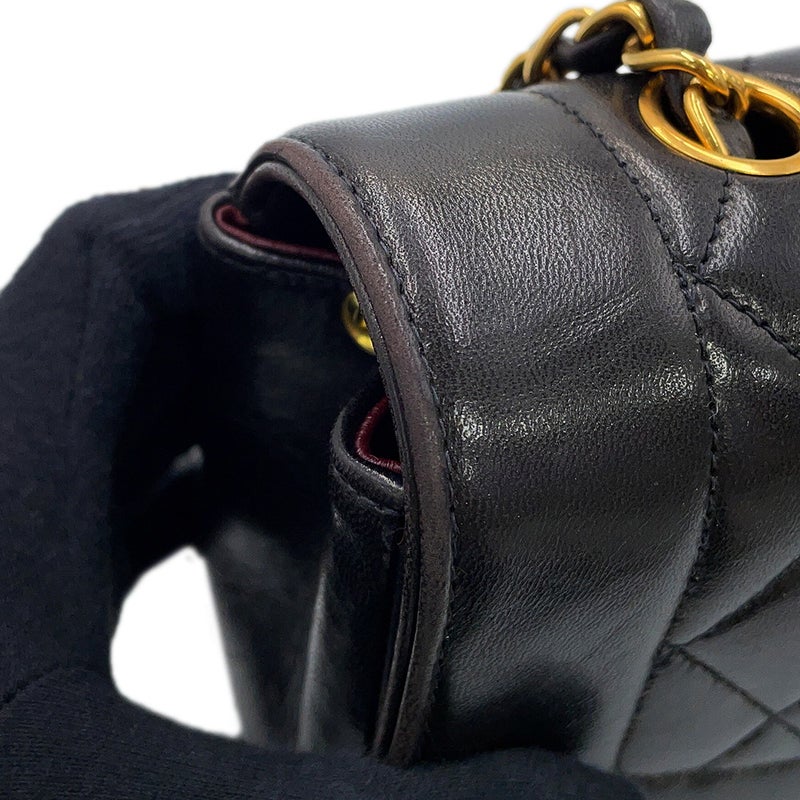 シャネル チェーンショルダーバッグ ダイアナ マトラッセ ココマーク シングルチェーン ラムスキン A01164 CHANEL 黒