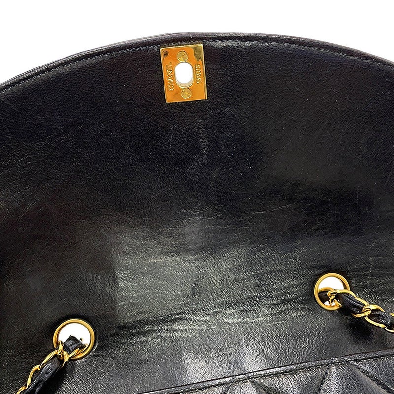シャネル チェーンショルダーバッグ ダイアナ マトラッセ ココマーク シングルチェーン ラムスキン A01164 CHANEL 黒