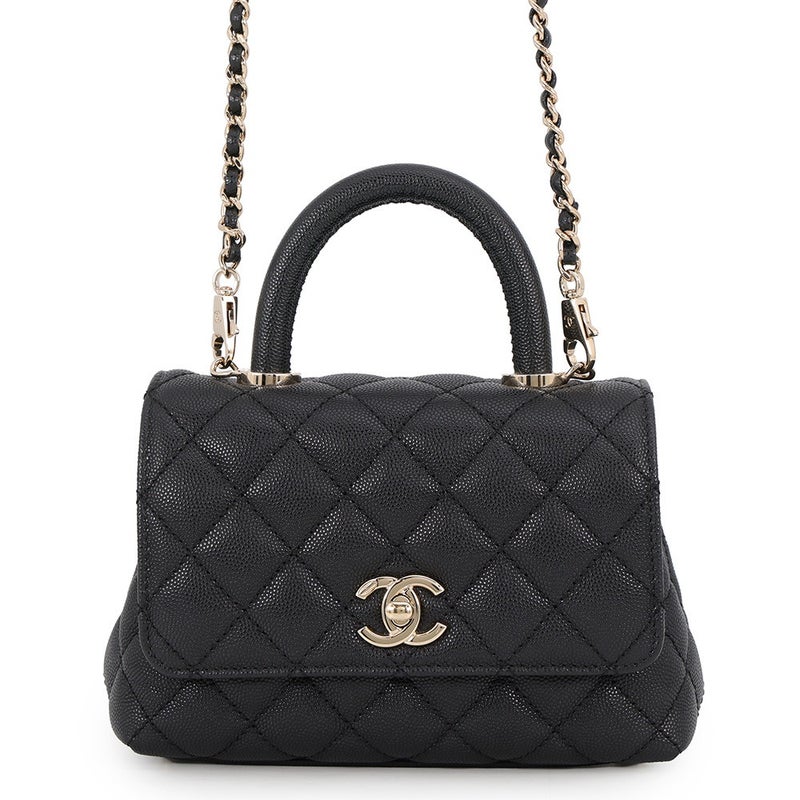 シャネル ハンドバッグ マトラッセ ココマーク ココハンドル XXS キャビアスキン AS2215 CHANEL 2way 黒