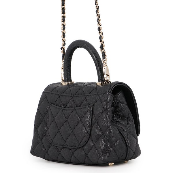 シャネル ハンドバッグ マトラッセ ココマーク ココハンドル XXS キャビアスキン AS2215 CHANEL 2way 黒