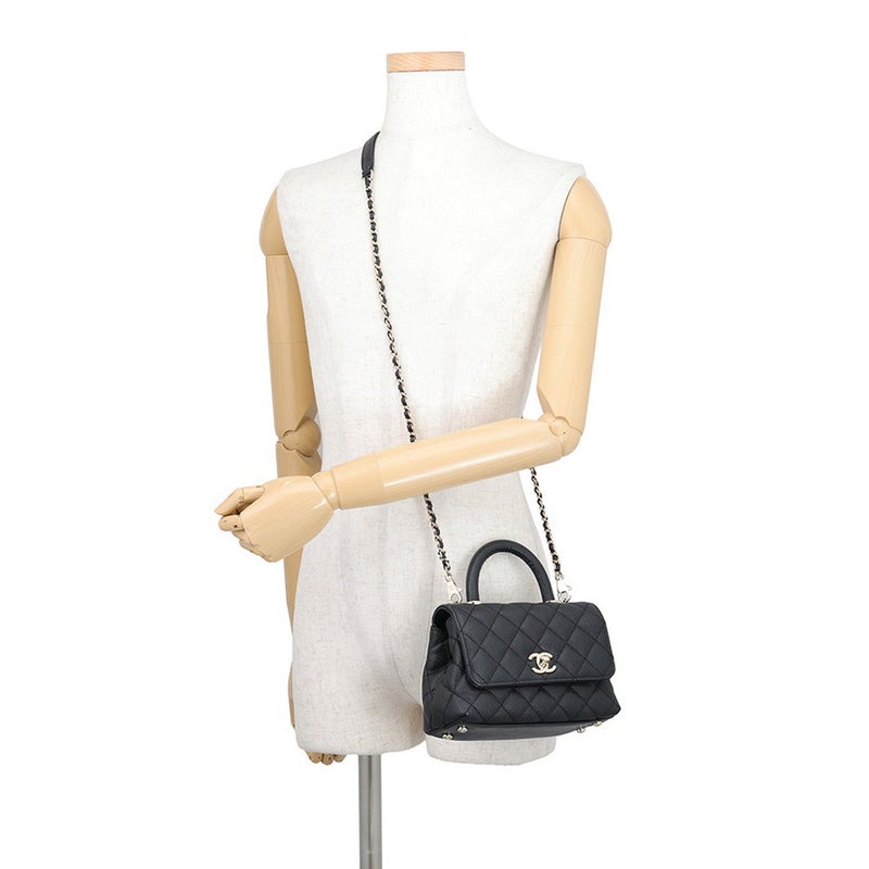 シャネル ハンドバッグ マトラッセ ココマーク ココハンドル XXS キャビアスキン AS2215 CHANEL 2way 黒