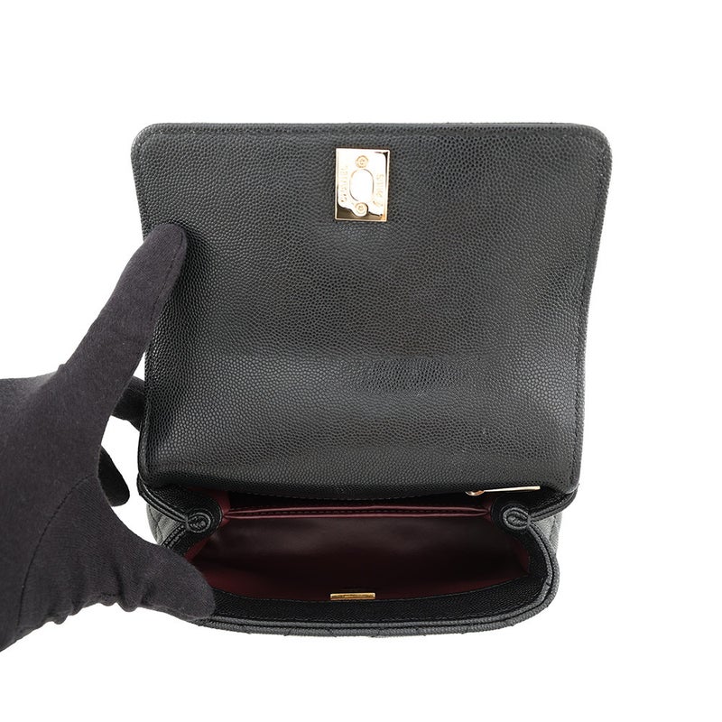 シャネル ハンドバッグ マトラッセ ココマーク ココハンドル XXS キャビアスキン AS2215 CHANEL 2way 黒