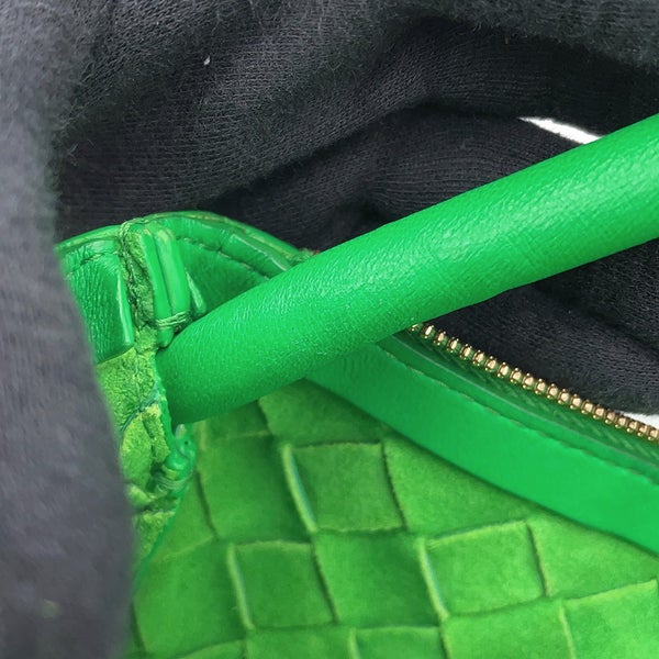 ボッテガヴェネタ ハンドバッグ イントレチャート スモール ターン ポーチ ラムスキン 701023 BOTTEGA VENETA グリーン