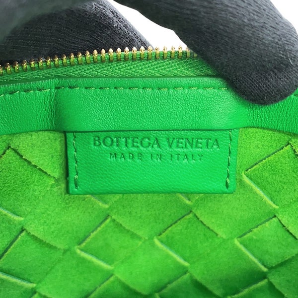 ボッテガヴェネタ ハンドバッグ イントレチャート スモール ターン ポーチ ラムスキン 701023 BOTTEGA VENETA グリーン