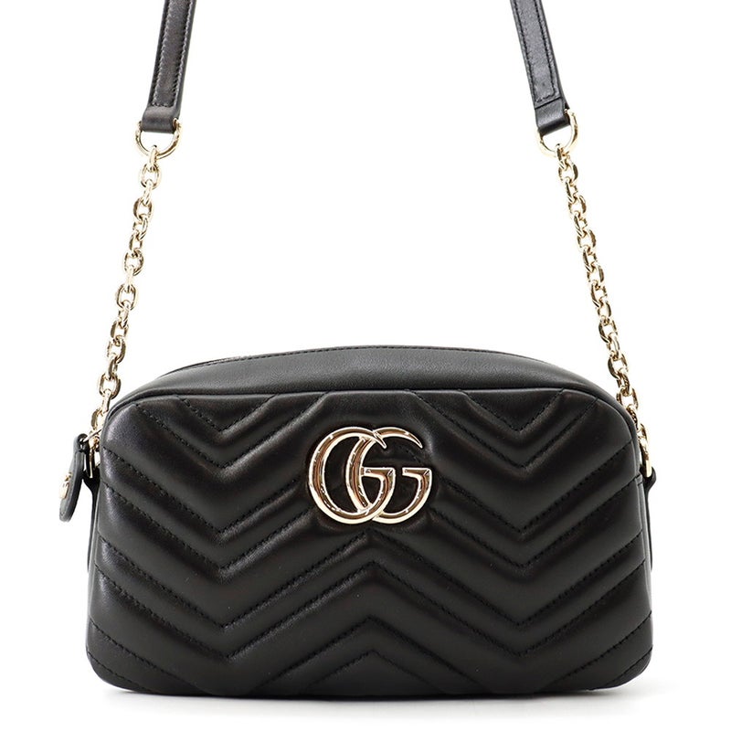 グッチ ショルダーバッグ GGマーモント スモール カメラバッグ ナッパレザー 855273 GUCCI 黒