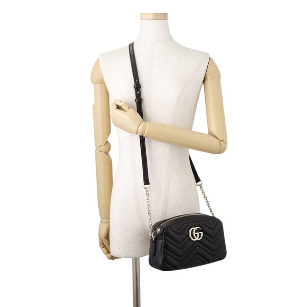 グッチ ショルダーバッグ GGマーモント スモール カメラバッグ ナッパレザー 855273 GUCCI 黒