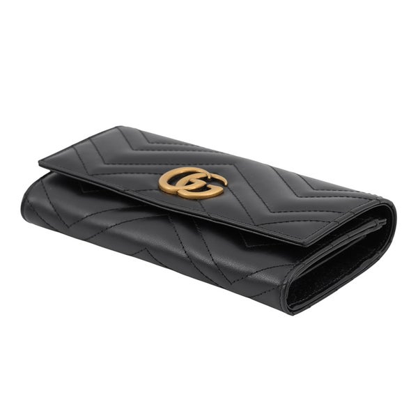 グッチ 長財布 GGマーモント ダブルG コンチネンタルウォレット レザー 443436 GUCCI 黒