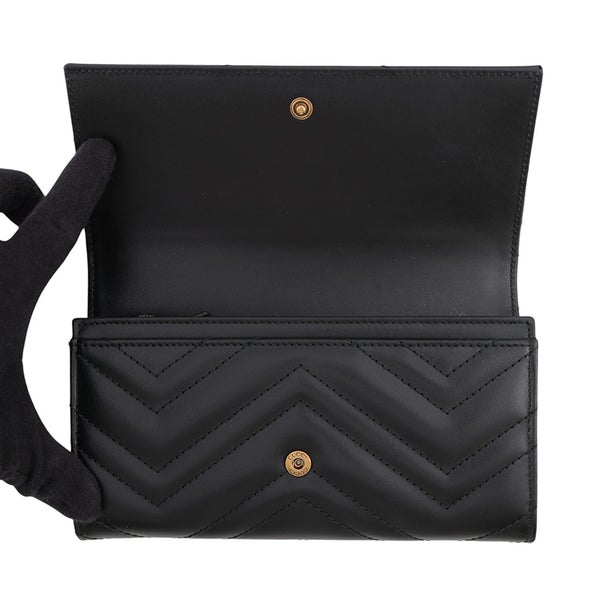 グッチ 長財布 GGマーモント ダブルG コンチネンタルウォレット レザー 443436 GUCCI 黒