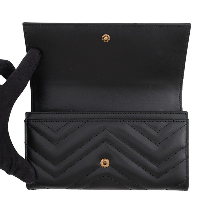 グッチ 長財布 GGマーモント ダブルG コンチネンタルウォレット レザー 443436 GUCCI 黒