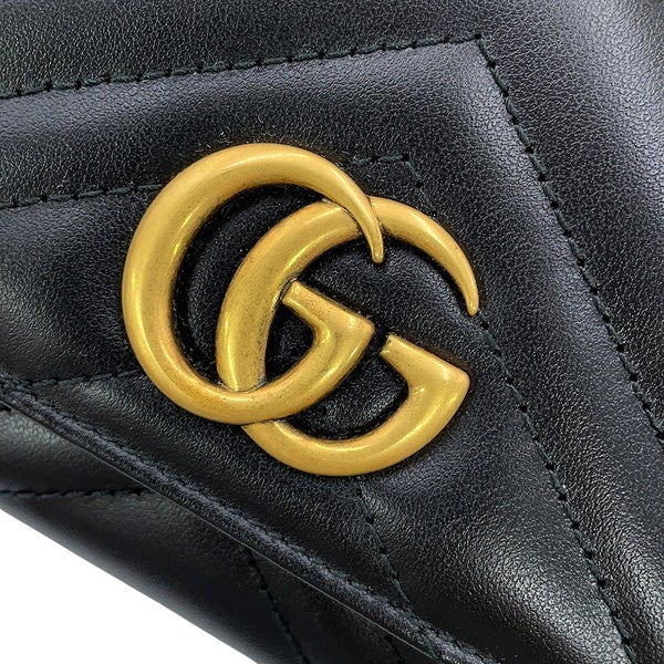 グッチ 長財布 GGマーモント ダブルG コンチネンタルウォレット レザー 443436 GUCCI 黒