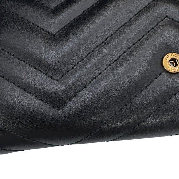 グッチ 長財布 GGマーモント ダブルG コンチネンタルウォレット レザー 443436 GUCCI 黒