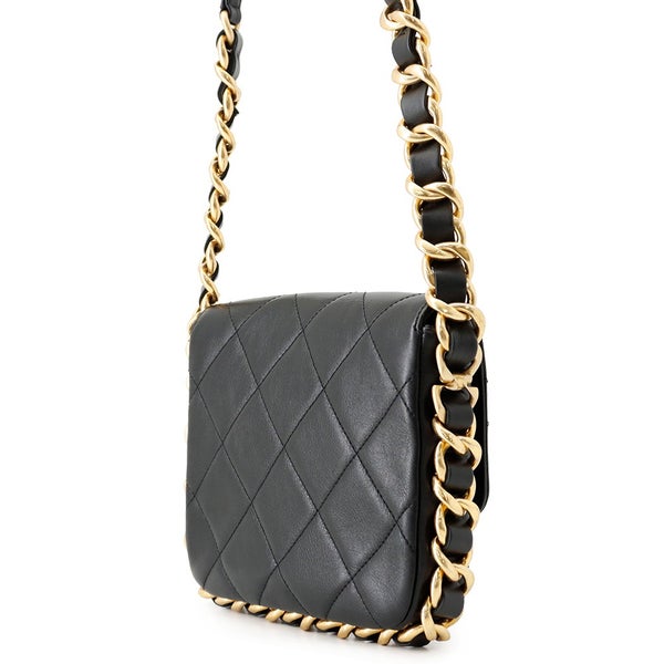 シャネル チェーンショルダーバッグ マトラッセ スモール ココマーク ラムスキン AS2831 CHANEL 黒