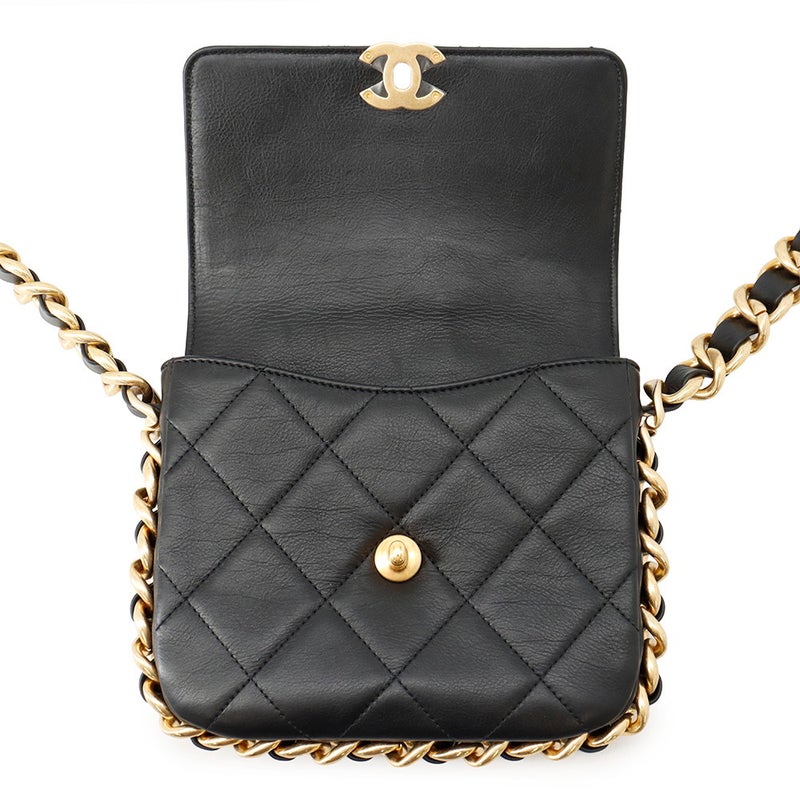シャネル チェーンショルダーバッグ マトラッセ スモール ココマーク ラムスキン AS2831 CHANEL 黒