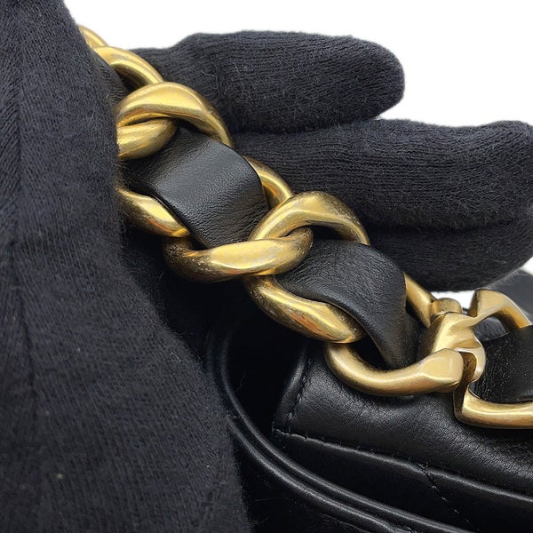シャネル チェーンショルダーバッグ マトラッセ スモール ココマーク ラムスキン AS2831 CHANEL 黒