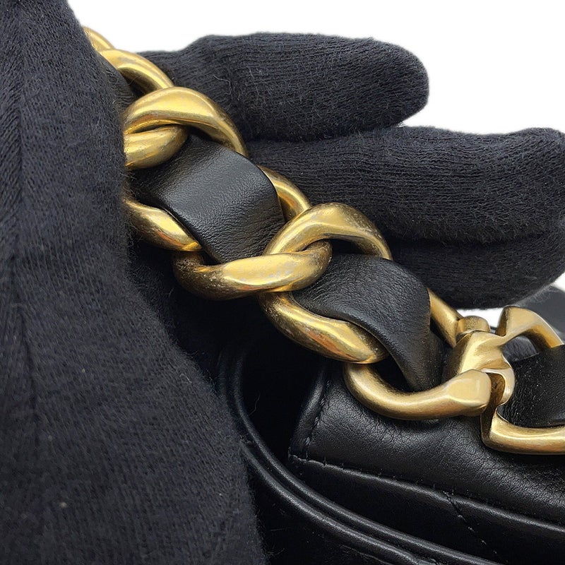 シャネル チェーンショルダーバッグ マトラッセ スモール ココマーク ラムスキン AS2831 CHANEL 黒