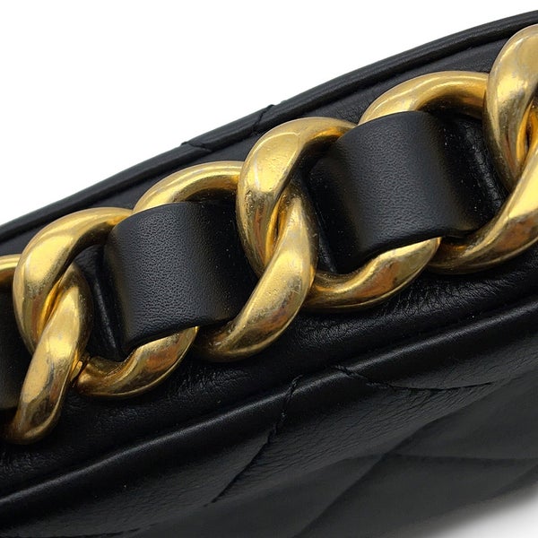シャネル チェーンショルダーバッグ マトラッセ スモール ココマーク ラムスキン AS2831 CHANEL 黒