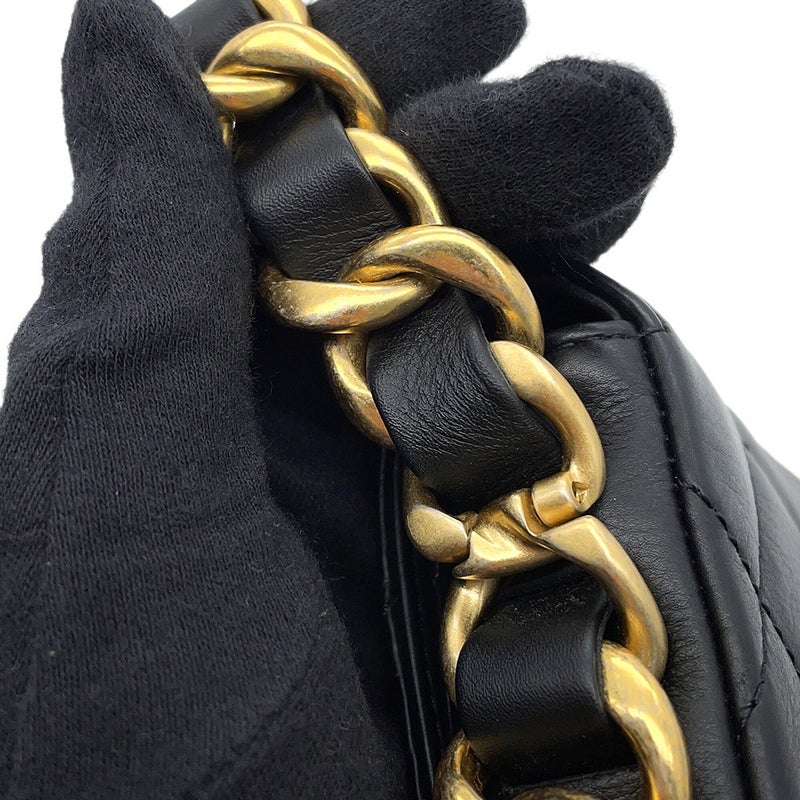 シャネル チェーンショルダーバッグ マトラッセ スモール ココマーク ラムスキン AS2831 CHANEL 黒
