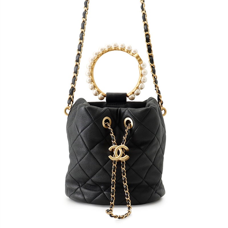 シャネル チェーンショルダーバッグ マトラッセ ココマーク ラムスキン AS2608 CHANEL 黒