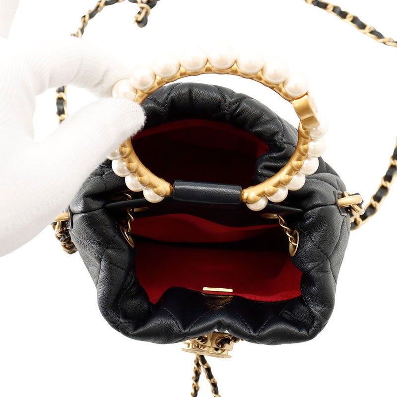 シャネル チェーンショルダーバッグ マトラッセ ココマーク ラムスキン AS2608 CHANEL 黒